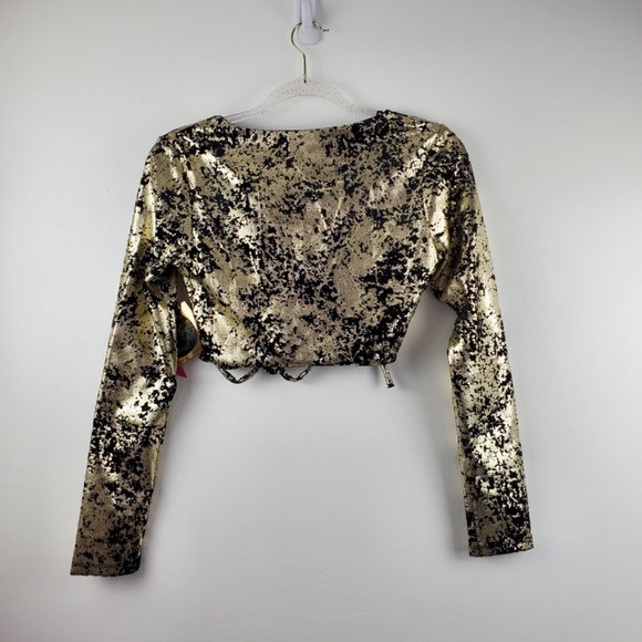 NWT Meraki Gold Black Velvet Wrap Top size M - Picture 12 of 16